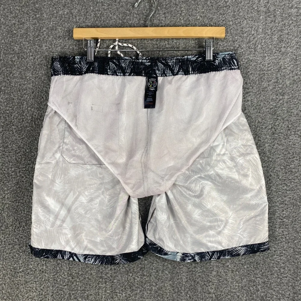 Maui‎ and Sons Mens XL Swim Trunks Black White Palm Tree Tropical Board Shorts